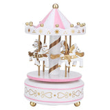 HULIANFU Merry-Go-Round Music Boxes Wind Up Wooden Horse Roundabout Carousel Musical Box Kid Birthday Christmas Gift Christmas Home Decor