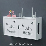 HULIANFU Large Wireless Wifi Router Storage Box PVC Density Panel Shelf Wall Hanging Board Bracket Cable  Organizer Home Decor