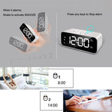 HULIANFU Rechargeable DIY Sound Recording LED Mirror Music Clock with Dual Alarms and Snooze Bedroom Decor Desk Table Phone Charger Clock