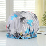 HULIANFU Waterproof Shower Cap Double Layer Elastic Bath Hat Bathing Cap For Women Spa Bathing Accessory Hair Salon Bathroom Product