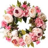 HULIANFU Peony simulated garland Rattan ring decoration Photography props Wedding wreath Flower home door Decoration