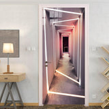 HULIANFU  Self-Adhesive Door Sticker 3D Stereo Gallery Light Space Expansion Wallpaper Modern Creative Living Room Bedroom 3D Door Poster