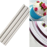 HULIANFU Pearl Rope Wave Flower Gemstone Shape Cake Side Lace Silicone Sugarcraft Mold Fondant Cake Decorating Tools