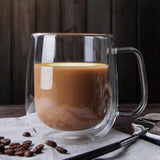 HULIANFU Transparent glass coffee cup milk whiskey tea beer double creative heat resistant cocktail Vodka wine mug Drinkware tumbler cups