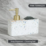HULIANFU Modern kitchen accessories Soap Dispenser Set Liquid hand soap dispenser pump bottle brushes Holds and Stores Sponges Scrubbers