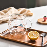 HULIANFU Novelty 3d Lid Cartoon Strawberry Cute Water Glass Transparent Mug Drinking Borosilicate Glasses Coffee Milk Juice Drinkware Cup