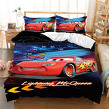 HULIANFU Red Lightning Mcqueen Duvet Cover Set Queen Car Comforter Cover Cool Car Style Quilt Cover Kids Room Teen Bed Decor Bedding set