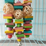 HULIANFU Pet Chewing Wood Blocks Rattan Ball Play Toy Parrot Bird Climbing Cage Hangings For Pet Products Bird Accessories