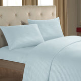 HULIANFU Sheet Set 4 In 1 Fitted Bed Sheet Pillowcases Flat Bed Sheet Stripe Coverlet Ues for Hotel home ( No Filler/Quilt Cover Inside )