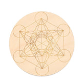 HULIANFU Log Color Chakra Pattern Round Edge Circles Carved Wooden Stand Coaster Flower of life Reload Stone Kitchen Hot Pad Mat Decor