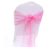 HULIANFU Wedding Decoration Organza Chair Sashes Bow For Party Christmas Halloween hotel Chair Decoration Supplies(Pack of 50pcs  pink)