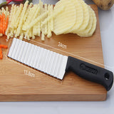 HULIANFU Stainless Steel Potato Chip Slicer Dough Vegetable Fruit Crinkle Wavy Slicer Knife Potato Cutter Chopper French Fry Maker Tools
