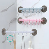 HULIANFU Organizer Hook Plastic Bathroom Sucker Vacuum Frame Towel Double Adjustable Wall Tool Shelves Flexible Cupboard Holder Hanger