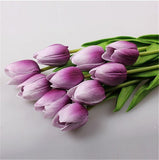 HULIANFU 2023 10PCS Artificial Flowers Garden Tulips Real Touch Flowers Tulip Bouquet Decor Mariage for Home Wedding Decorations Fake Flower