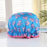 HULIANFU Waterproof Shower Cap Double Layer Elastic Bath Hat Bathing Cap For Women Spa Bathing Accessory Hair Salon Bathroom Product