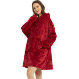 HULIANFU Winter Sherpa Blanket With Sleeves Ultra Plush Fleece Sweatshirt Blanket Hoodie Pink Grey Wine Blue Warm Flannel Hooded Blankets