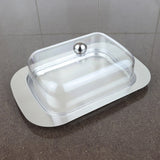 HULIANFU Stainless Steel Butter Dish Box Container Cheese Server Storage Keeper Tray With Lid Fresh Keeping Container Kitchen Dinnerware