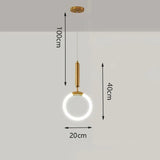 HULIANFU Nordic creative LED Pendant lamp 360 ° glow Bedroom Bedside Art Single Head lamp Postmodern Hanging light Luxury Circular lamp