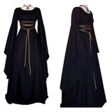 Medieval Renaissance Court Cosplay Viking Gothic Halloween Costume Women Dress Bandage Slim Retro Irregular Vintage Vestido