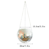 HULIANFU Retro Disco Ball Planter Basket Round Mirror Hanging Pot flower pot Wall Planter Pot Hangin Vase Desktop Decoration Balcony Vase