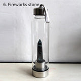 HULIANFU water bottle Drop Shipping Natural Crystal Point Healing Obelisk Wand Elixir Quartz Crystal Water Bottle To wand heals energy st