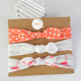 HULIANFU 3pcs Cotton Elastic Knot Headbands for Women Baby Girls Bow headband Baby Shower baptism Colorful Face Wash Hair accessories