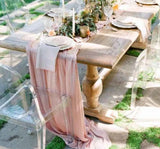 HULIANFU RU075C Popular Wedding Party baby shower decoration cotton gold blush pink dark green beige blue cheesecloth gauze table runner