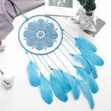 HULIANFU New Indian Style Dreamcatcher Moon Handmade Wind Chimes Wall Ornament Girls Room Decoration Feather Dream Catcher