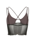 Hulianfu Women Solid Sleeveless Camisole Short Tank Tops Cross Bandages Perspective Short Summer Camis Female Backless Streetwear