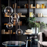 HULIANFU Modern Led Pendant Lamp Glass Ball  Bedroom Hanging Nordic Living Indoor Decor Lighting Kitchen Bar Round Gold Suspension Lights