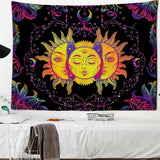 HULIANFU Mandala Tapestry White Black Sun And Moon Tapestry Wall Hanging Tarot Hippie Wall Rugs Dorm Decor Blanket