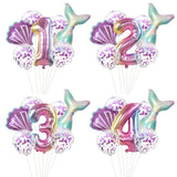 HULIANFU Little Mermaid Party Balloons 32inch Number Foil Balloon Kids Birthday Party Decoration Supplies Baby Shower Decor Helium Globos