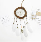 HULIANFU Original silver gray dream catcher 2 ring Indian feather hanging art gifts to bestie friends creative valentine's day gifts
