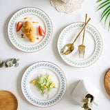 HULIANFU Korean Green Leaf Dinner Plate Soup Bowl Coffee Cup Saucer Set Ins Beautiful Dessert Salad Ceramic Plate for Food Crockery