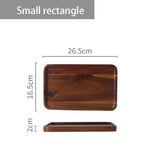 HULIANFU Japanese-style household acacia wood, rectangular and round trays, cup holders, cups, tea cups, snack trays, pizza trays