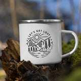 HULIANFU Night Forest Mountain Print Enamel Creative Coffee Tea Water  Milk Cups Camping Mugs Handle Drinkware Vacation Hiking Mug Gifts