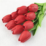 HULIANFU 2023 10PCS Artificial Flowers Garden Tulips Real Touch Flowers Tulip Bouquet Decor Mariage for Home Wedding Decorations Fake Flower