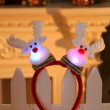 HULIANFU 2023 Christmas Led Light Headbands Santa Elk Antlers Headband Kids Adult Headwear Ornaments Christmas Party Cosplay Supplies