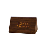 HULIANFU USB/AAA  Clocks LED Wooden Alarm Clock Watch Table Voice Control Digital Wood Despertador Electronic Desktop Table Decor