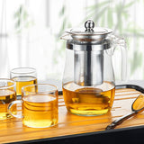 HULIANFU Teapot Glass Explosion-proof High Temperature Flower Teapot Teacup Teapot Filter Single Pot Tea Set Home Tea Cup Glass Juice Cup