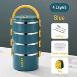 HULIANFU TUUTH Multi-layer Lunch Box for Office Worker Big Capacity Food Grade Stainless Steel Bento Box Food Container School Picnic