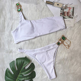 Rhinestone Swimsuit Women Bikinis Crystal Diamond Bikini Set Metal Chain Swimwear female Luxury Aristocratic Swimming Suit
