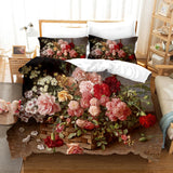 HULIANFU Oil Painting Flowers Digital Printing Bedding Sets Children Adult Bedclothes Quilt Art Duvet Cover Set Single King Queen Size