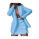 hulianfu Solid Color Suit Blazer Small Suit Jacket Short Skirt Two Piece Set Ladies Retro Jacket Suit Chic Top Casual Mini Skirt
