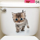 HULIANFU Toilet Stickers 3D Cat Vivid Wall Sticker  Fashion Lovely Animal Pvc Waterproof Decal For Bathroom Toilet Kicthen Decorative
