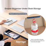 HULIANFU Under Desk Drawer Adhesive Storage Box For Office Pen Holder Hidden Sorting Box Kitchen Knife Fork Storage Tray Organizer