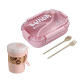 HULIANFU TUUTH Microwave Lunch Box Wheat Straw Bento Box 750ML BPA Free Food Storage Container with Soup Cup