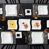 HULIANFU MALACASA FLORA 30/60 Piece White Porcelain Dinner Set with 12*Cup,Saucer,Dessert Soup Dinner Plate Tableware Set for 12 Person