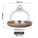 HULIANFU Mini Dessert Plate Dessert Cup Mousse Tray Cake Plate Wooden Dessert Plate with Glass Cover Dessert Plate