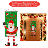 HULIANFU Merry Christmas Hanging Flag Christmas Decorations For Home Door Christmas Ornaments Xmas Gifts Navidad Decor 2023 New Year